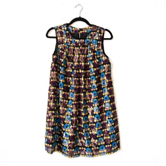 Anna Sui x Target Metallic Circle Mini Party Dress Size 7 - Picture 2 of 8